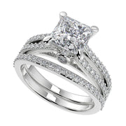 Jordin Double French-Set Split Shank Classic Princess Cut Diamond Engagement Ring - Nivetta